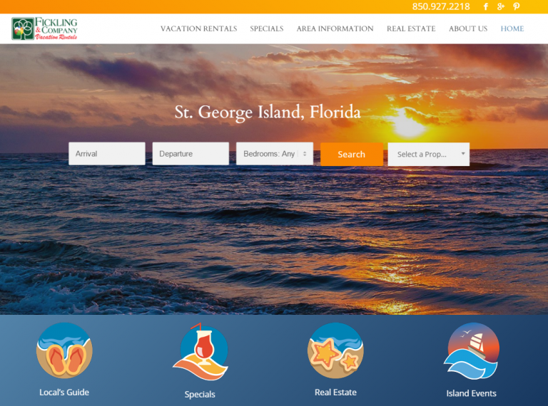 Fickling Vacation Rentals Website Preview